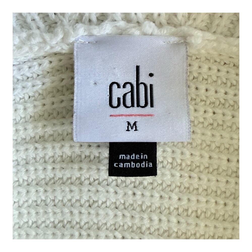 Cabi Cardigan Preppy Sweater White Nautical Knitwear Coastal M - Picture 4 of 7